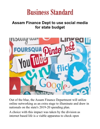 Assam Finance Dept to use social media for state budget