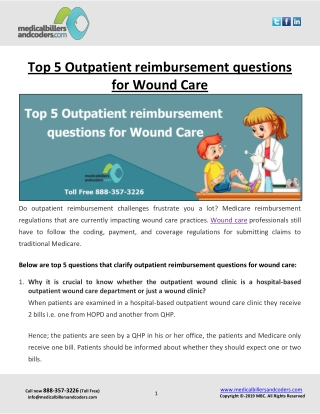 Top 5 Outpatient reimbursement questions for Wound Care