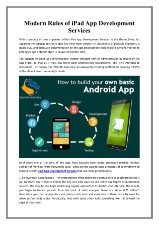Modern Rules of iPad App Development Services