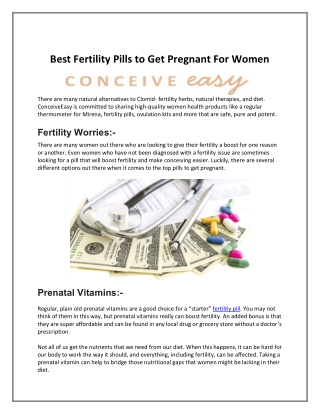 Best Fertility Pills to Get Pregnant for Women