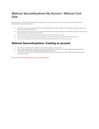 Webroot SecureAnywhere My Account | Webroot Com Safe