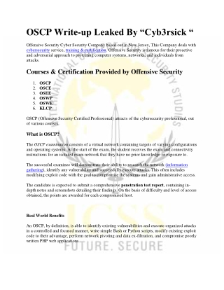 OSCP Write-up Leaked By “Cyb3rsick “