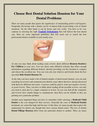 Choose Best Dental Solution Houston for Your Dental Problems