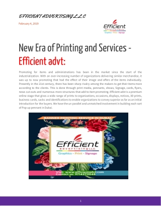 New Era of Printing services by Efficient advt.