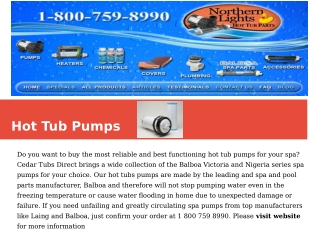 Reliable and Best Functioning Hot Tub Pumps