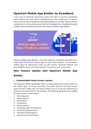 OpenCart Mobile App Builder by KnowBand