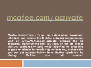 MCAFEE.COM/ACTIVATE- MCAFEE TECHNICAL SUPPORT