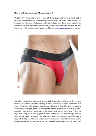 How to look Amazing in your Men’s underwear?