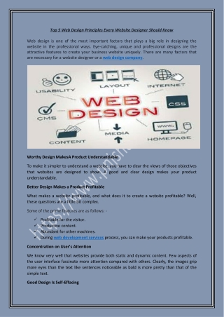 Top 5 Web Design Principles Every Website Designer Should Know