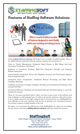 Features of Staffing Software Solutions