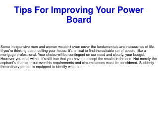 Tips For Improving Your Power Board