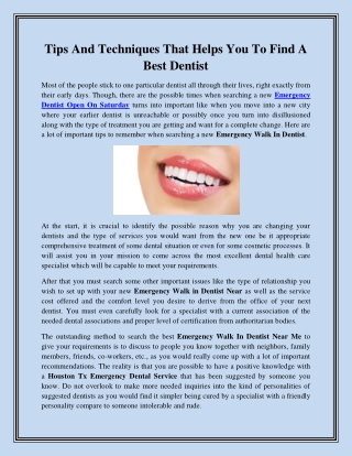 Tips And Techniques That Helps You To Find A Best Dentist