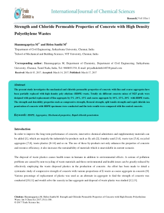 Strength and Chloride Permeable Properties of Concrete with High Density Polyethylene Wastes