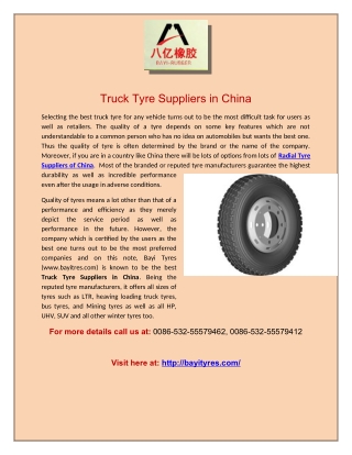 Truck Tyre Suppliers in China