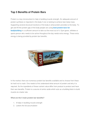 Top 5 Benefits of Protein Bars