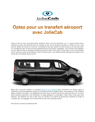 JolieCab | Private Driver VTC | Driver Shuttle Paris