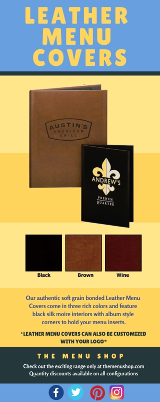 Leather Menu Covers with album style corners.