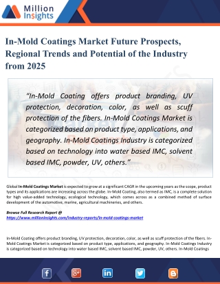 In-Mold Coatings Market Trends, Investment Feasibility Analysis Report 2025