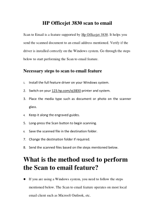 HP Officejet 3830 Scan to email Setup