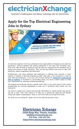 Apply for the Top Electrical Engineering Jobs in Sydney