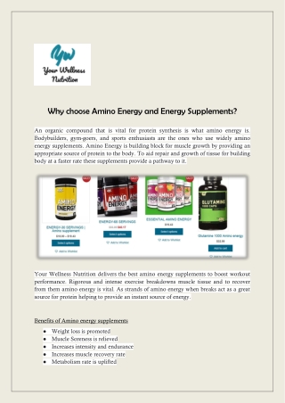 Why choose Amino Energy and Energy Supplements?