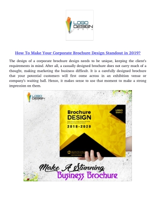 How To Make Your Corporate Brochure Design Standout in 2019?
