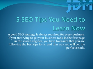 5 SEO Tips You Need to Learn Now
