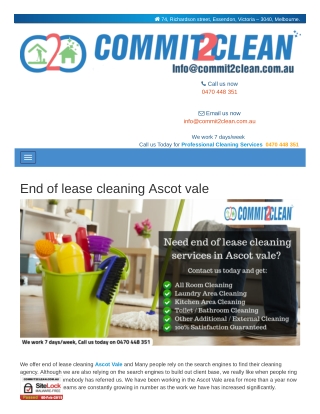 Best End of lease cleaning Ascot vale | commit2clean