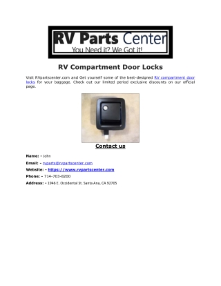 RV Compartment Door Locks