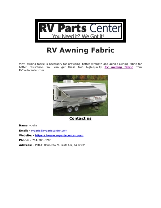 RV Awning Fabric