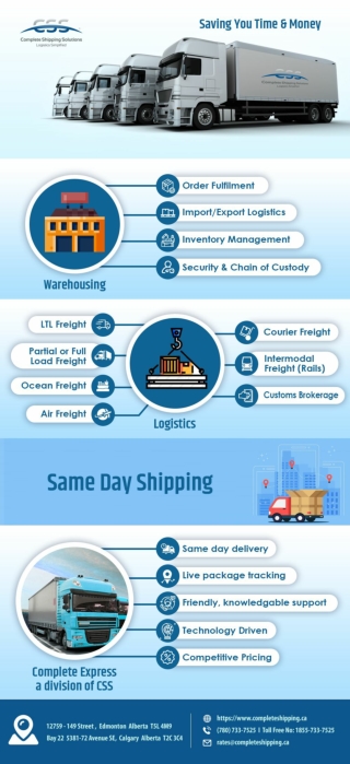 Same Day Shipping & Delivery Solution in Calgary and Edmonton