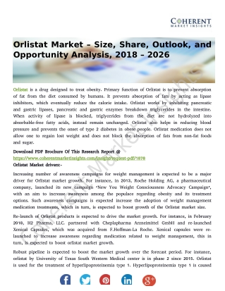 Orlistat Market – Size, Share, Outlook, and Opportunity Analysis, 2018 – 2026