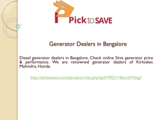 Generator dealers in Bangalore