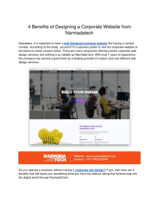 4 Benefits of Designing a Corporate Website from Narmadatech