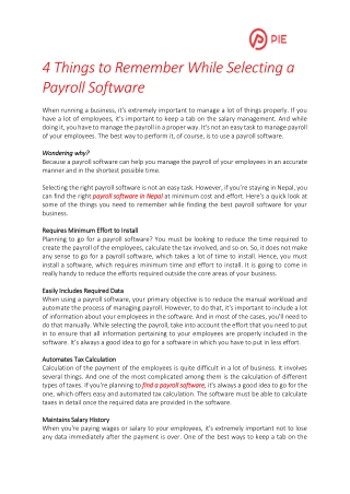 4 Things to Remember While Selecting a Payroll Software
