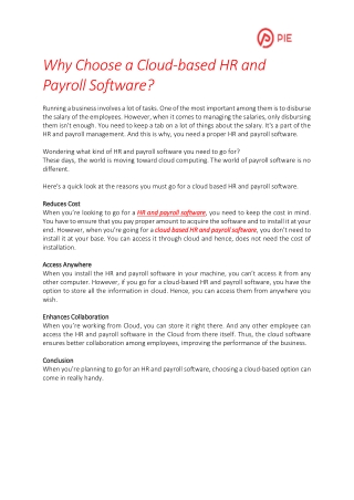 Why Choose a Cloud-based HR and Payroll Software