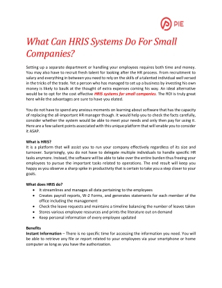 What Can HRIS Systems Do For Small Companies