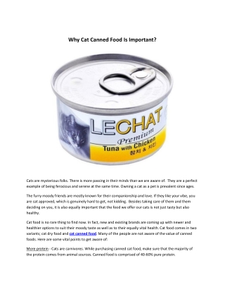 Why Cat Canned Food Is Important
