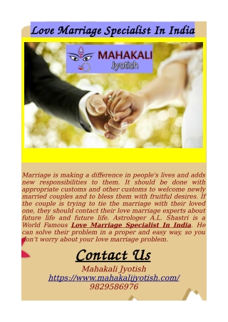 Love Marriage Specialist In India