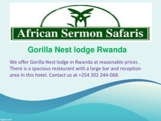 Gorilla Nest lodge Rwanda