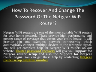 How To Recover And Change The Password Of The Netgear WiFi Router?