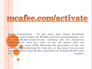 MCAFEE.COM/ACTIVATE- MCAFEE SETUP SUPPORT