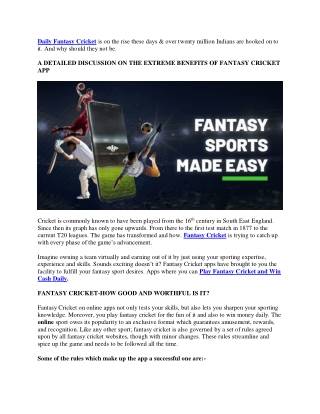 Fantasy Cricket Match, A Brief Knowledge on the Basic Facts – FanFight