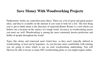 Save Money With Woodworking Projects