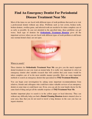Find An Emergency Dentist For Periodontal Disease Treatment Near Me