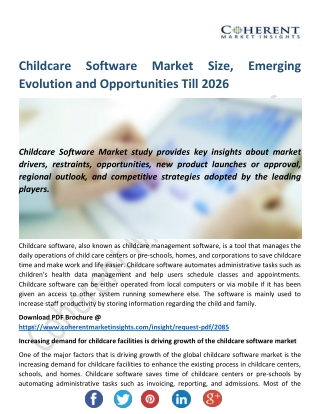 Childcare Software Market Size, Emerging Evolution and Opportunities Till 2026