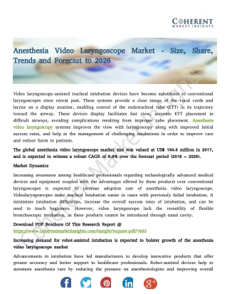Anesthesia Video Laryngoscope Market - Size, Share, Trends and Forecast to 2026