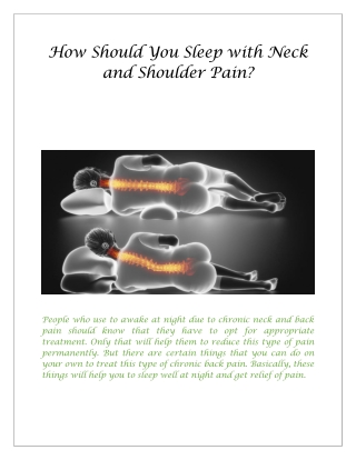 How Should You Sleep with Neck and Shoulder Pain?