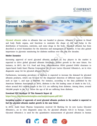 Glycated Albumin Market - Size, Share, Trends, and Forecast to 2026