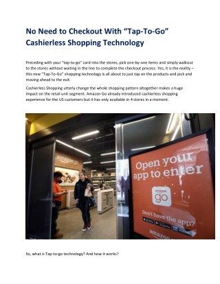 No Need to Checkout With “Tap-To-Go” Cashierless Shopping Technology